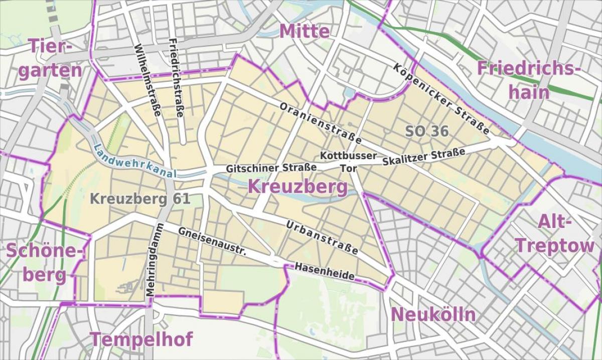 kreuzberg mapa Berlin Kreuzberg mapa   Berlín mapa kreuzberg (Alemaña)