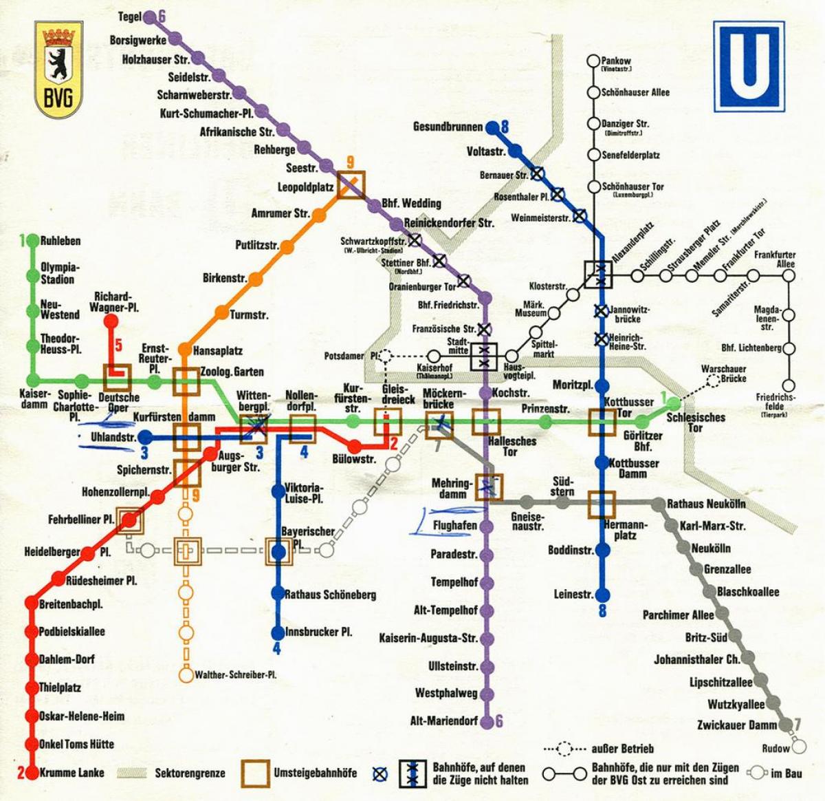 U Bahn Mapa De Berlín - Mapa U Bahn Berlín (Alemaña)